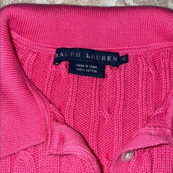 🎀 HOST PICK 🎀Ralph Lauren Bright Pink Cable Knit Polo - Picture 2 of 12